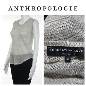Generation Love Gold Metallic Open Knit Top  XS